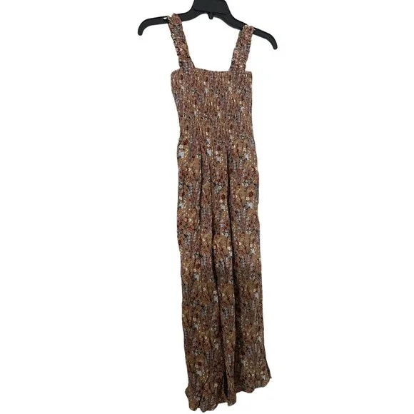 Aritzia Wilfred Chianti floral jumpsuit Sz XXS Smocked Floral‎ Wide Leg